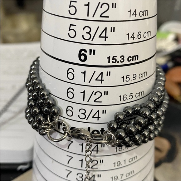 Hanmdade Bracelet Red Blue Enamel Hematite Beads Lapis Lazuli Stone 7" to 8" - Picture 14 of 14